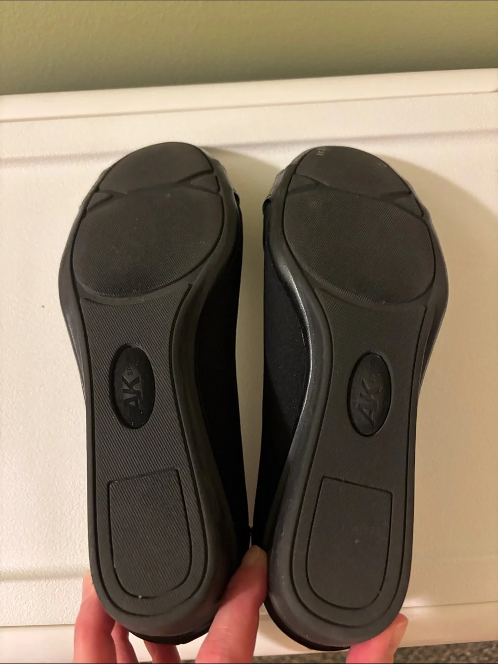 Anne Klein Sport Black Ballet Wedges with Silver Buckle